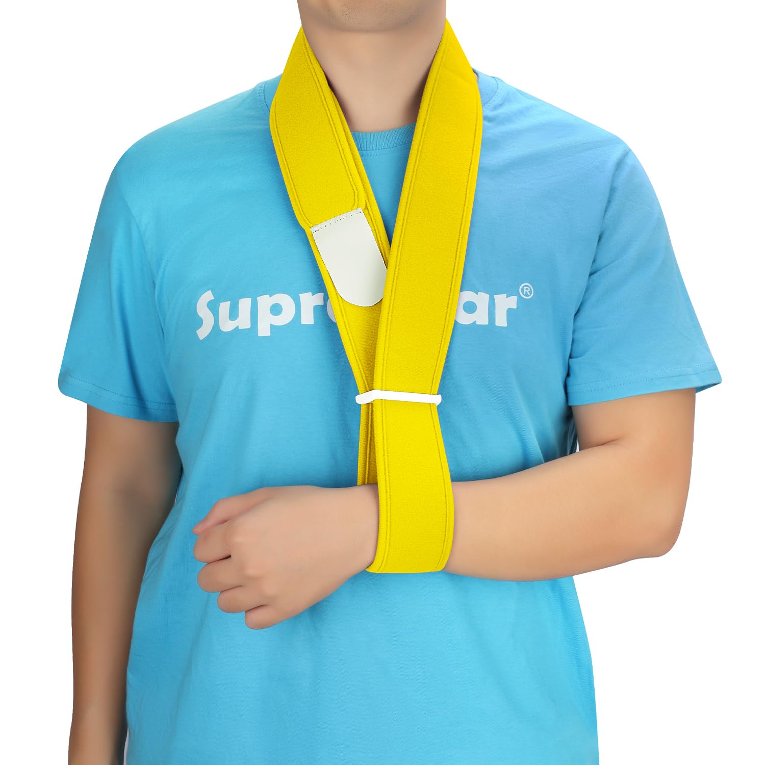 supregear Armschlinge, Verstellbarer Kragen und Manschette Sling Immobilizer Leichte Einfache Arm Sling Atmungsaktive Schulter Unterstützung für Männer Frauen, Einheitsgröße für Alle, Gelb