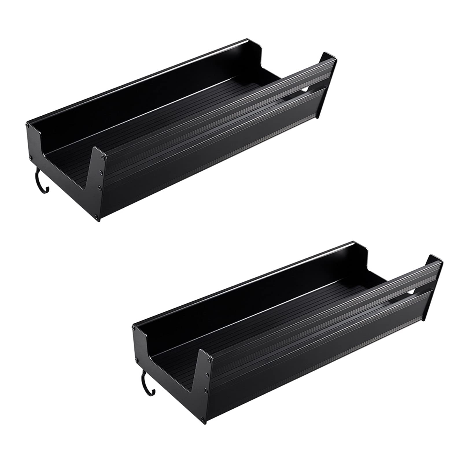 Corner Shower Caddy Bathroom Organiser 2-pack Wall Mounted Bathroom Shelves with 5 Hooks No Drilling Aluminum Rustproof Adhesive