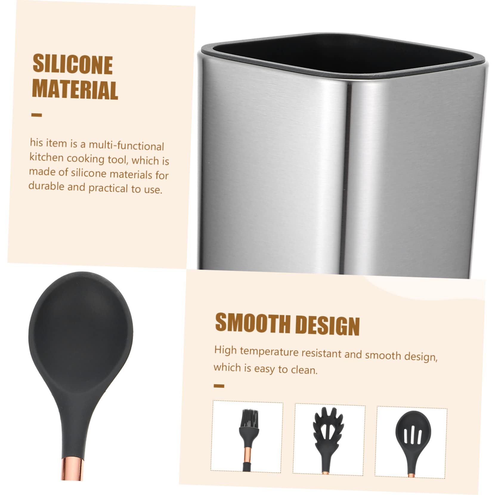 IMIKEYA Ensemble D'ustensiles Cuisine en Silicone 5 Pièces, Cuillères et Spatules Pratiques Antiadhésives Cuisine et Restaurant, Matériau Silicone Solide