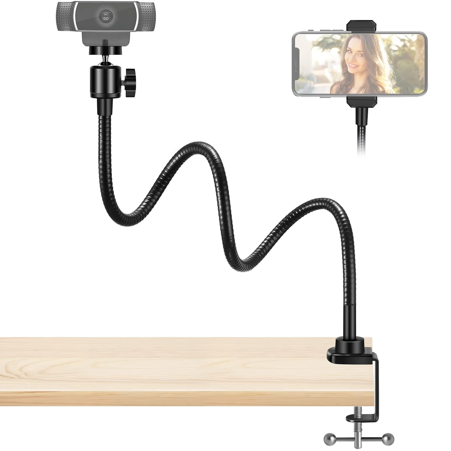 InnoGear Webcam Stand with Phone Mount Desk Camera Arm Stands Gooseneck for Logitech Webcam BRIO 4K C960 C920