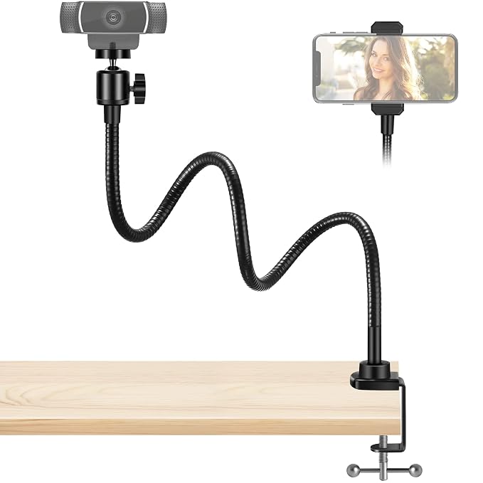 InnoGear 25 Inch Webcam Stand, Flexible Cell Phone Stand Desk Mount Camera Stand Gooseneck for Logitech Webcam BRIO C920 C920S C922 C922x C925e C930 C930e C615