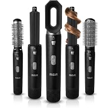 RCA Hot Air Styler, 5 in 1 Hair Dryer Brush Blow Dryer Brush with Auto Wrap Curlers, Volumizing Brush, Round Brush, Dryer Head, 1000W Multi Hair Styler for Blowouts, Curling, Smoothing & Drying