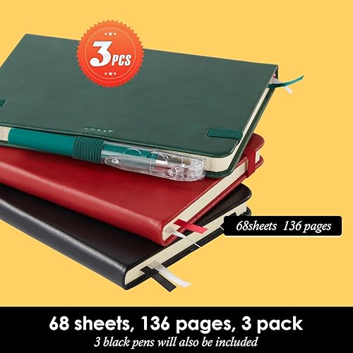 Miniatura 4 de Paquete de 3 cuadernos pequeños, minicuadernos con forro de cuero, diario para hombres y mujeres, bloc de notas pequeño con soporte para bolígrafo,