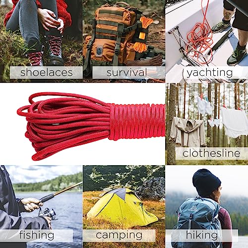 TECEUM Paracord Tipo Iii 550 Crimson – 100 Pés – 4Mm – Corda Tática Mil-Spec – Cabo para Outdoor – E
