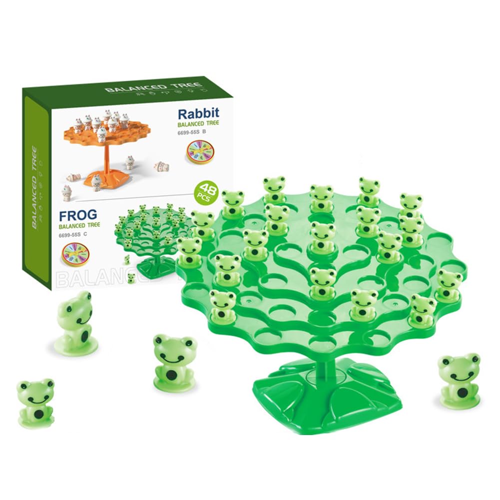 Balanced Tree Frog Board Game,Frog Balance Counting Toys For Kids,Frog Board Game Two-Player, Parent-Child Interactive Family Tabletop Puzzle Toy Board Games With Frogs Dice For Kids Adults