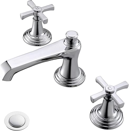 Miniatura 2 de Phiestina 3-Hole 8-Inch Widespread 2 Handles Bathroom FaucetNS-WF02-1-ORB+CWF043-C