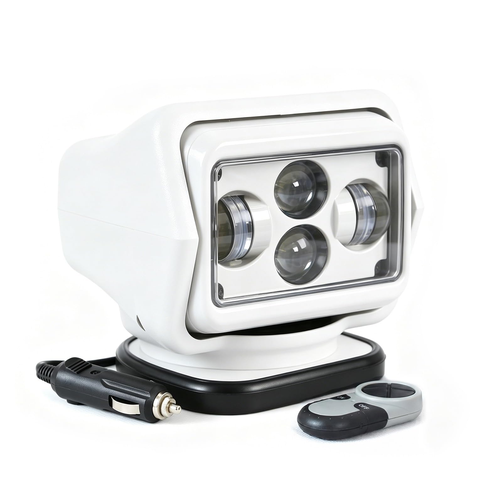 360° Rotating Remote Control Search Light, 120W Vehicle Searchlight with Powerful Magnet Base, High Brightness & Long Range, Emergency Spotlight for Marine Camping Boat Car Truck(White)