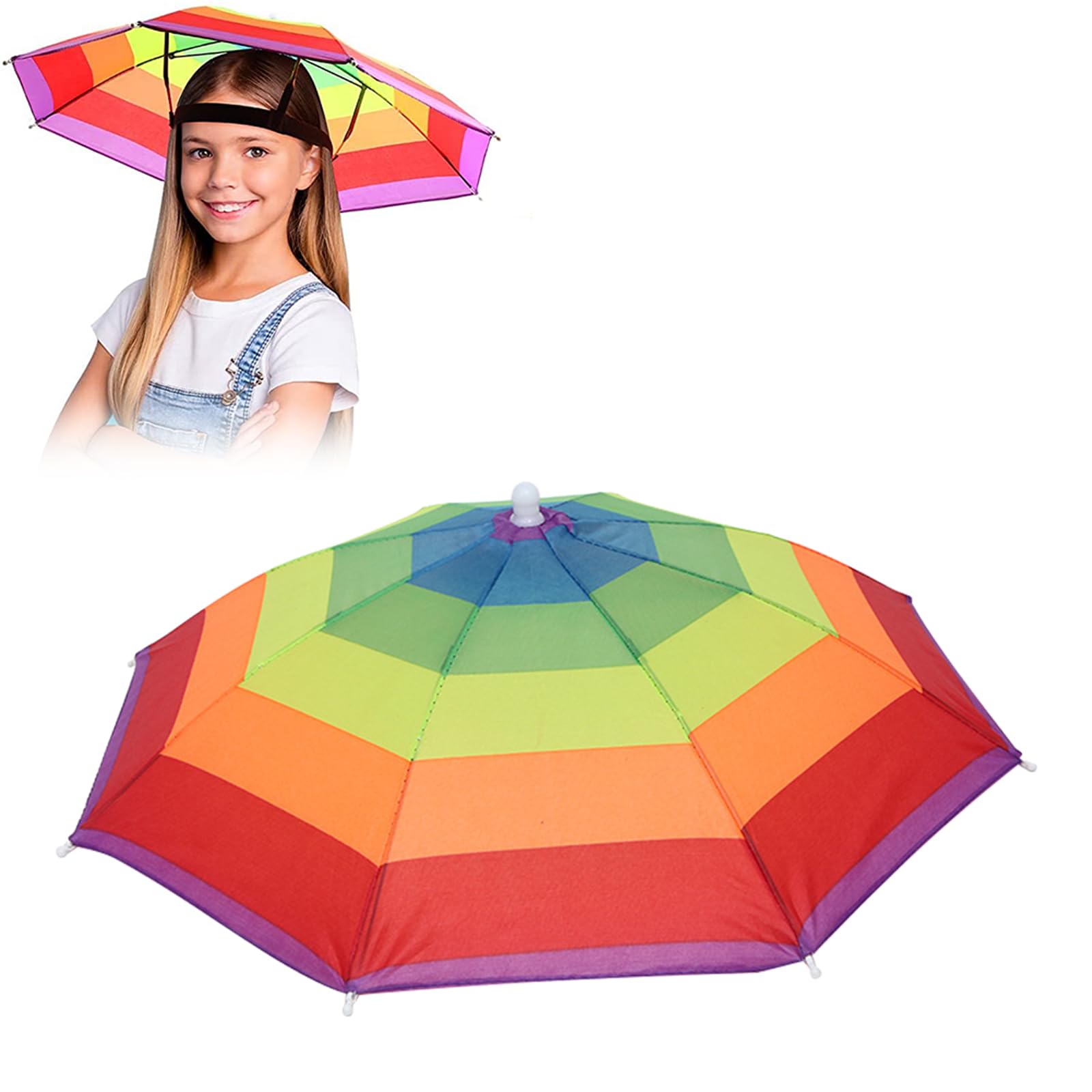 Cerioll Paraguas De Cabeza Anti-UV Gorra Plegable Protección Solar para Pesca Camping Jardinería