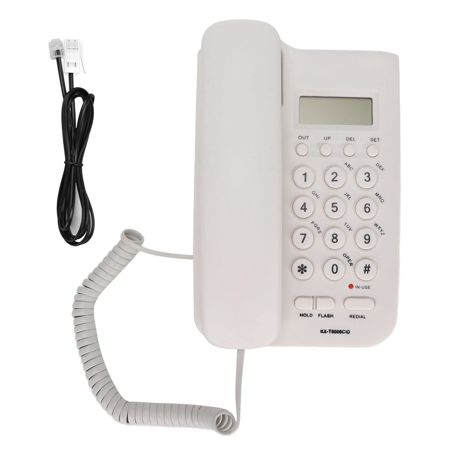 Telefono Fisso, KX‑T5006CID da Tavolo/Montaggio a Parete, ID chiamante/Semi Vivavoce/ricomposizione, Chiamata in entrata Piccolo Interno con Filo, per Ufficio/casa/Hotel (Bianco)