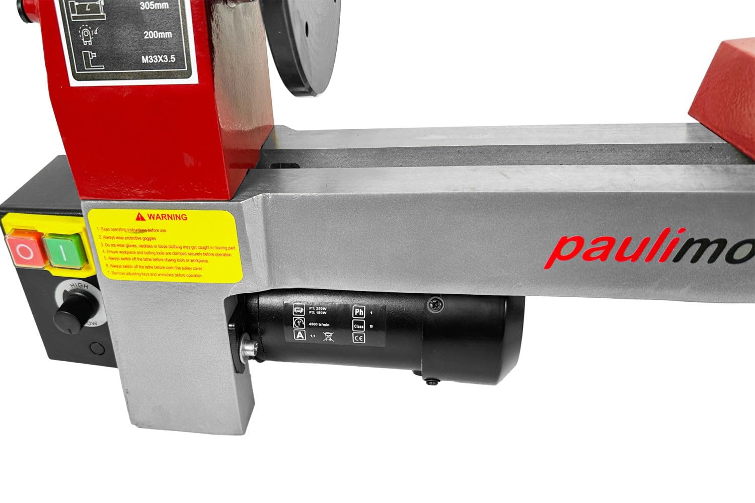 PAULIMOT Drechselbank DM300-V, 330 mm Spitzenweite, 250 Watt Motor