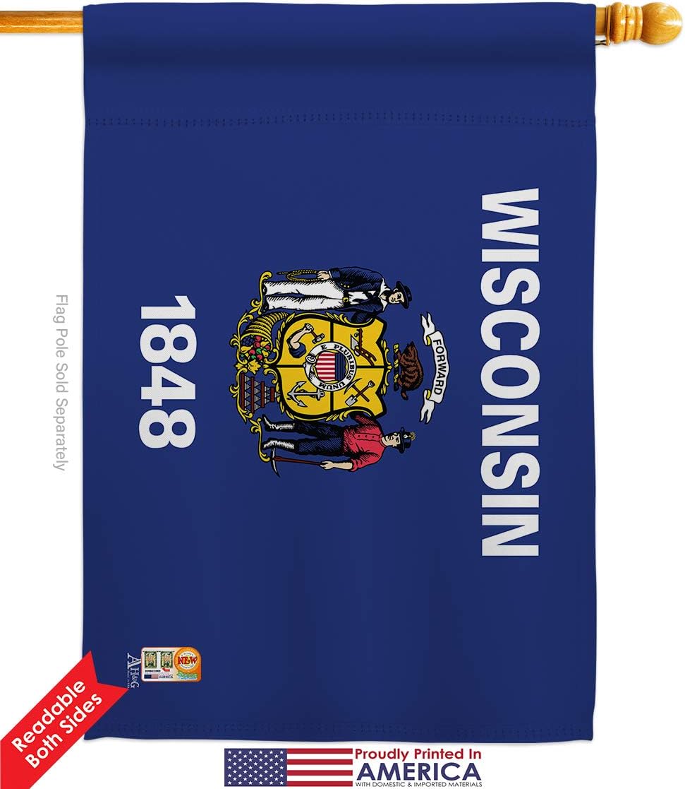 Wisconsin House Flag Americana States USA American Territories Republic Country Particular Area Small Decorative Gift Yard Banner Double-Sided Made In 28 X 40