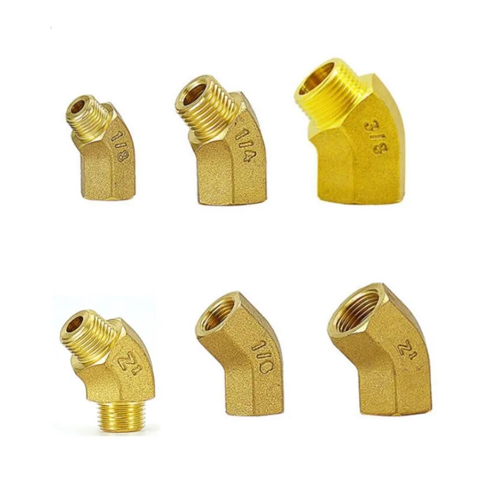 AARTERZZA 1/8" 1/4" 3/8" BSPP Female Male Thread Brass 45 Degree Elbow Pipe Fitting Coupler Connector Adpater(Female to Female,1/4")