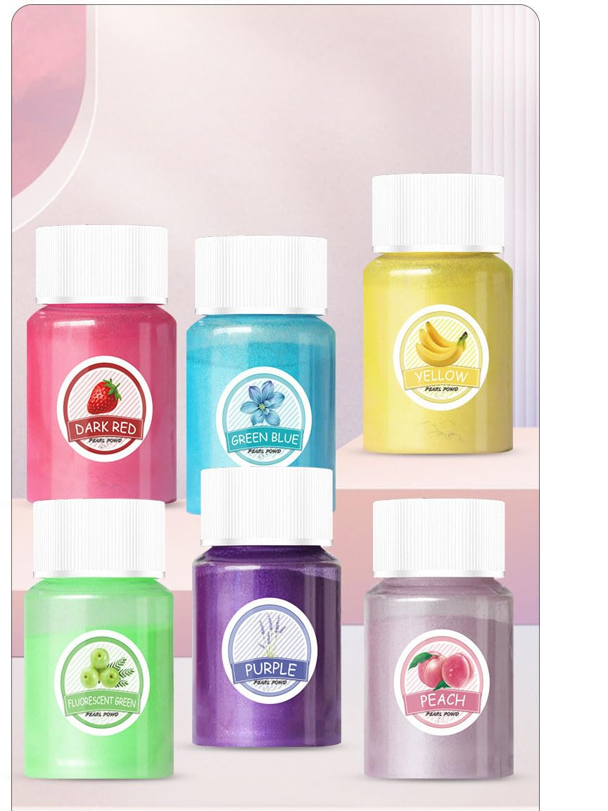 24 sztuk Glow Pigment Powder Mica Pearlescent Color Flake Żywica epoksydowa Jasny proszek Skin Safe Nail Long Lasting Self Glowing Dye dla DIY Nail Art Rocks i Theme Party Oryginalny zestaw