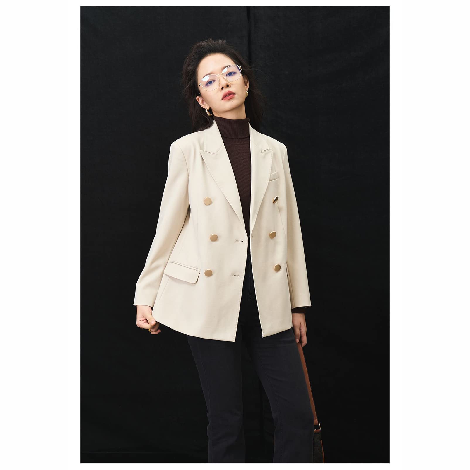 CUTTE Damen Formale Blazer Jacke Büro Business Arbeitsjacke Umlegekragen Blazer Slim Fit Lady Zweireiher Anzug Arbeitskleidung