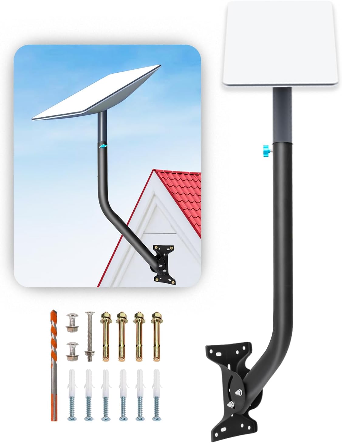 Adjustable Starlink Mounting Kit, 30 in Long Wall Mount and Roof Mount for Internet Kit Satellite, With Mount Adapter Compatible With V2 Starlink