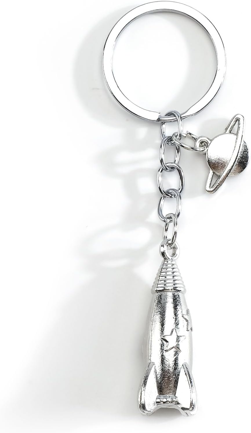 Rocket Keychain Space Keychain with Saturn Charm Astronaut Gifts Space Gifts for Men Women Friends Boyfriend Son
