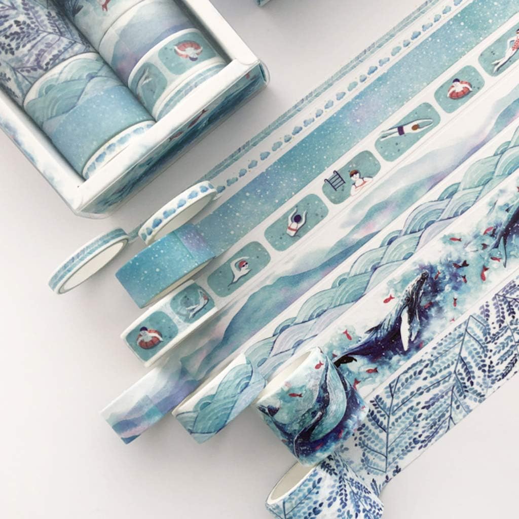 shaoyangerShaoyanger 8Pcs Green Leaves Cactus Journal Washi Tape Adhesive Tape DIY Scrapbooking Sticker