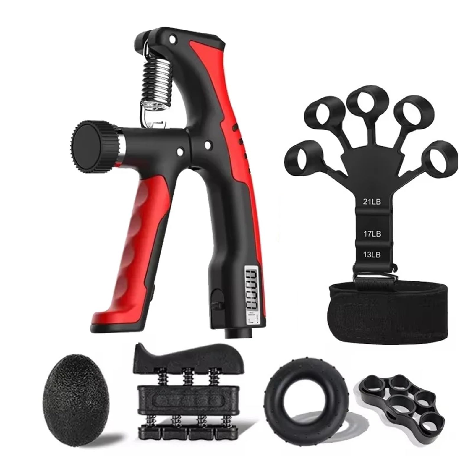 Aparato de conteo tipo R ajustable de 10-100Kg, empuñaduras de mano for entrenamiento muscular del antebrazo(3pcs Set-A2)