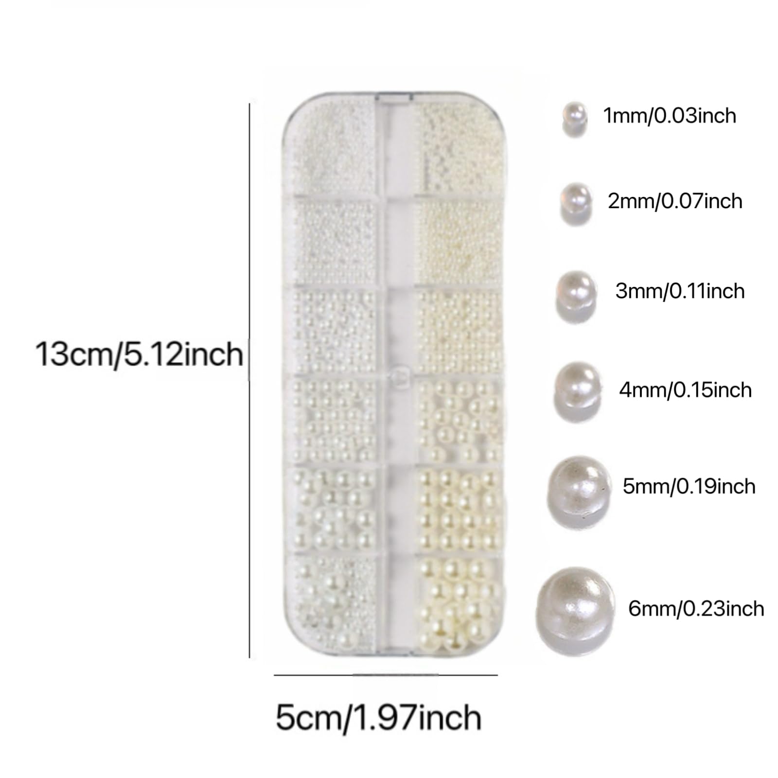 KZhuim Nail Jewels Beige Pure White Pearl Three-Dimensional Nail Pearls Gems for Nails Round Pearl Suitable for Home DIY and Professional Nail Art, Facial and Craft Hair aAccessories