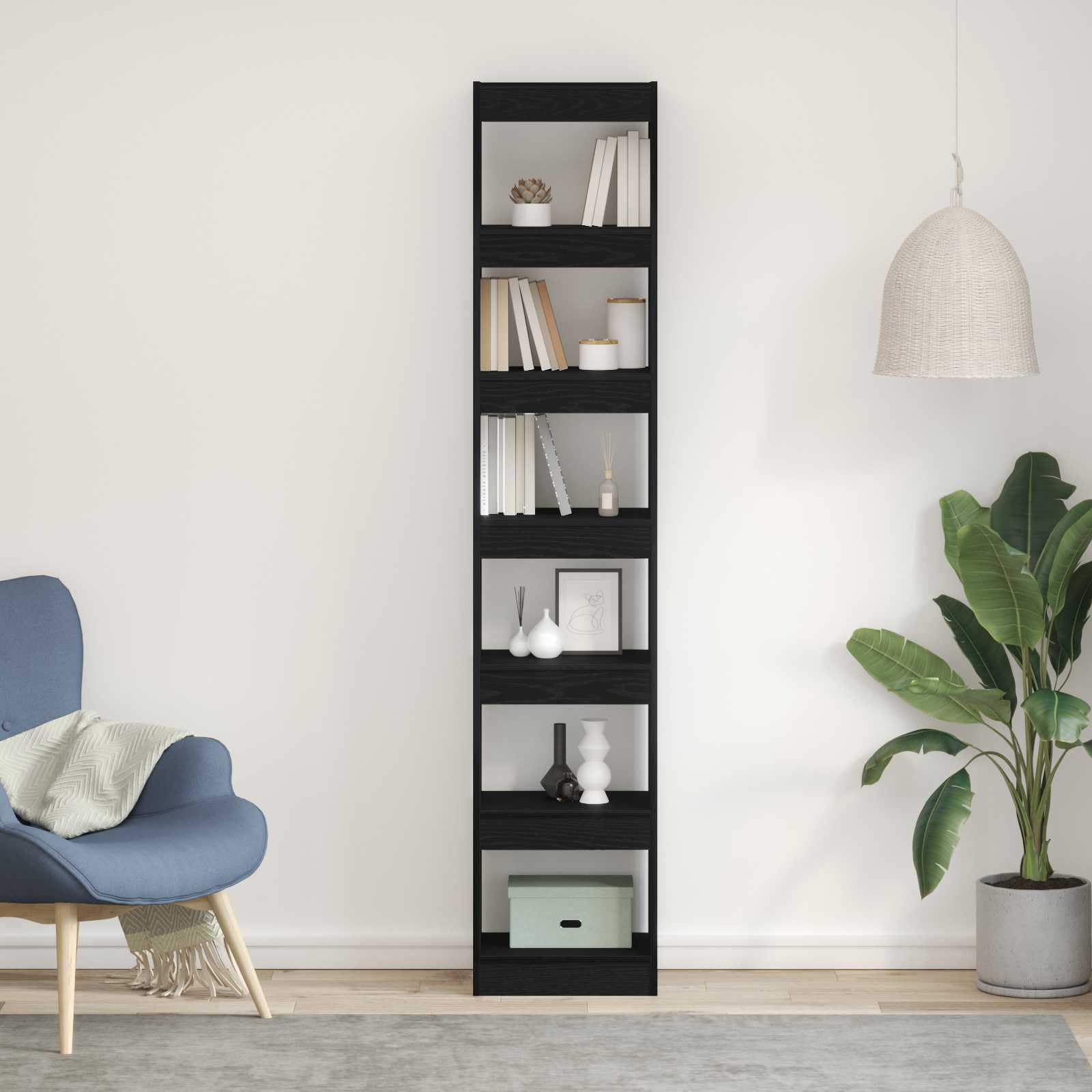 Bücherregal Schwarz Eichen-Optik 40 x 30 x 198 cm Holzwerkstoff