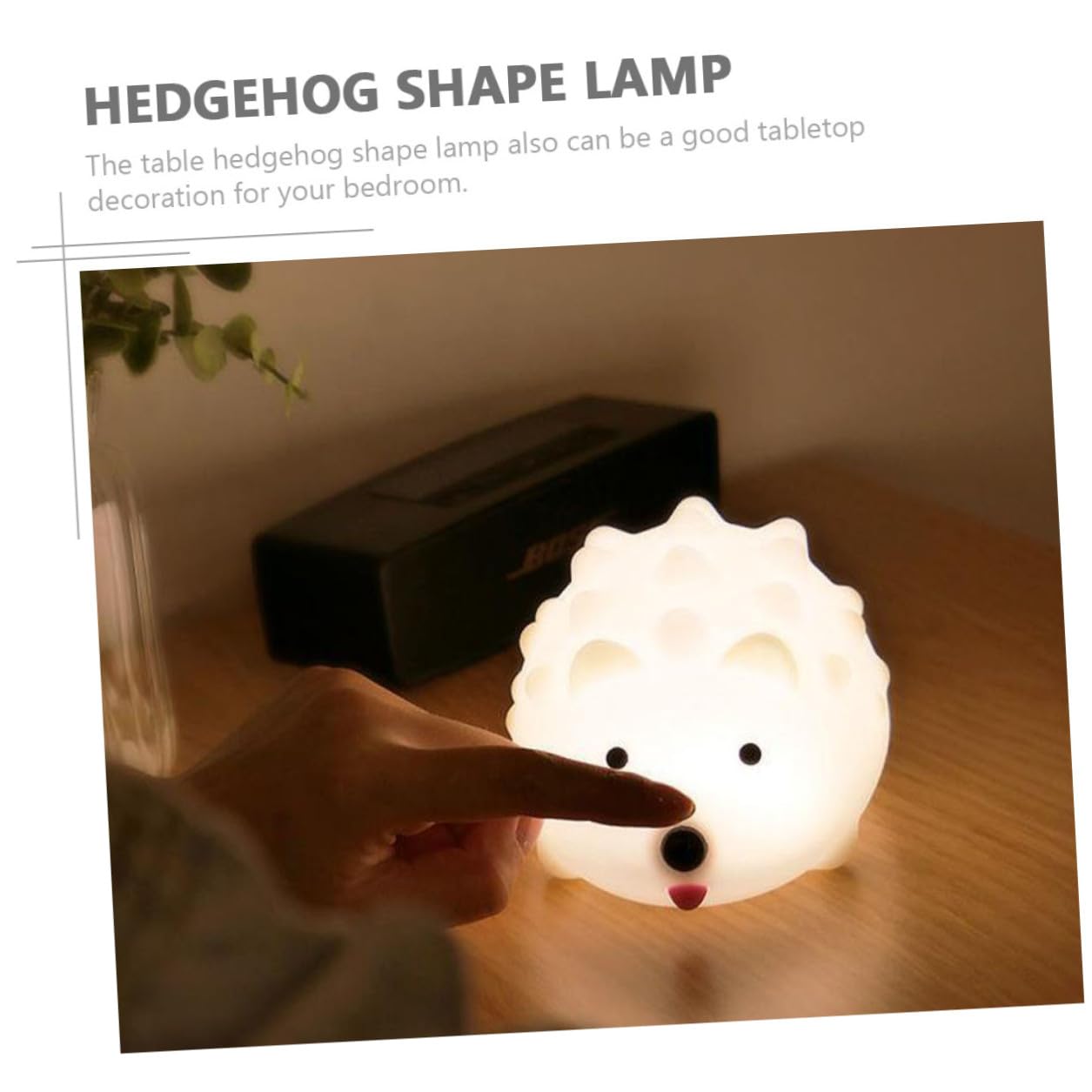 Anneome Luz de Noche Erizo de Silicona Color Claro LED y USB | Cable USB y Mando a Distancia, Diseño Regulable y Tacto Suave, Decoración de Mesa para Cafeterías