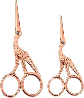 Fayemint 2 Stücke Stork Sewing Scissors, Scharfe Stickschere, Roségold Kranichschere, Kranichschere, für Nähen, Basteln, S...