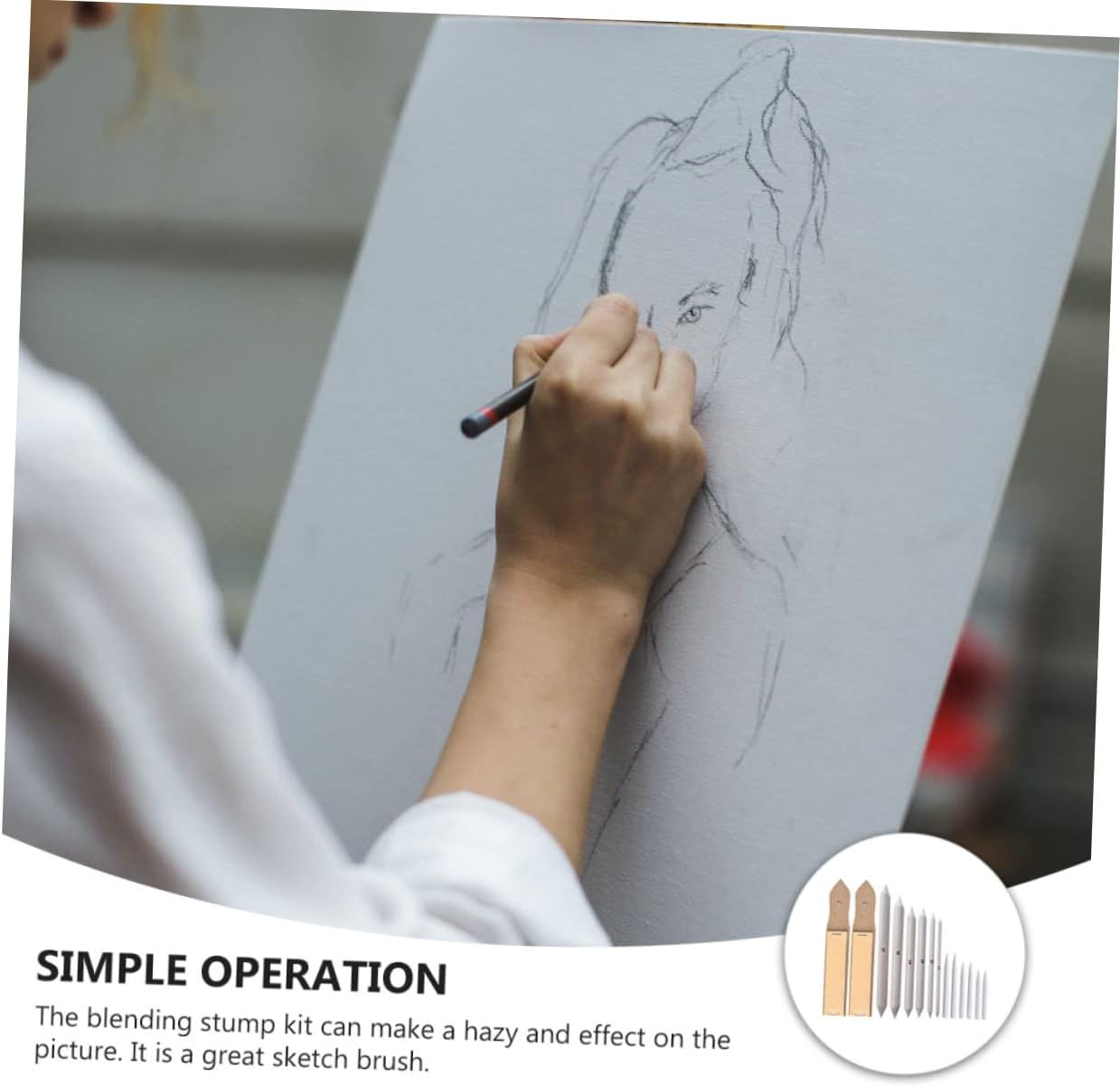 28-Piece Artist Sketching Blending Stump Kit for Students Versatile Sandpaper Board Drawing Tools for Charcoal and Pencil Art