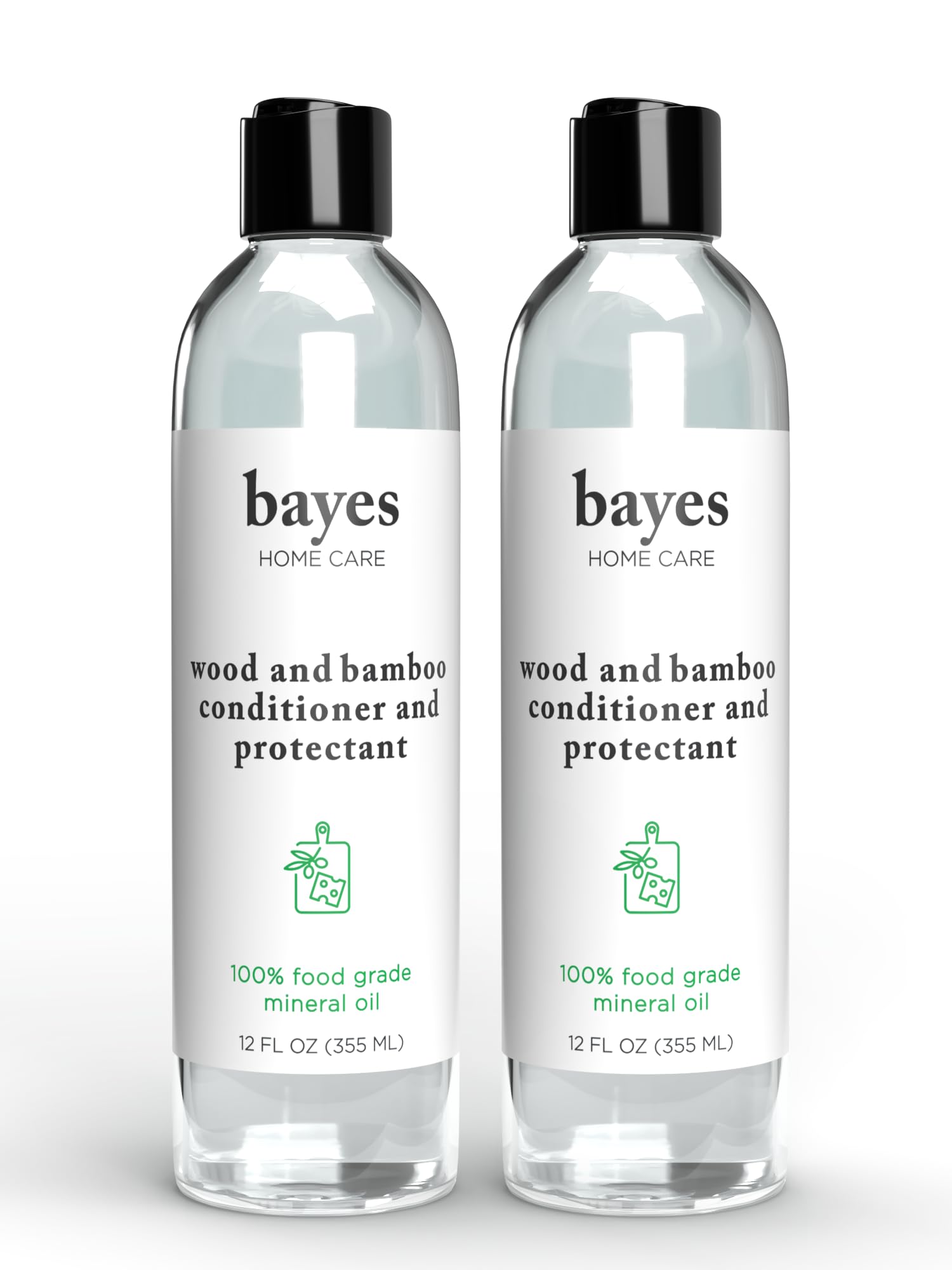 Bayes Food Grade Mineral Oil for Cutting Board - Mineral Oil Food Grade for Bamboo, Teak & Wood Conditioner and Protectant - Cutting Board Oil Food Grade Formula - Wood Oil for Cutting Board - 12 oz
