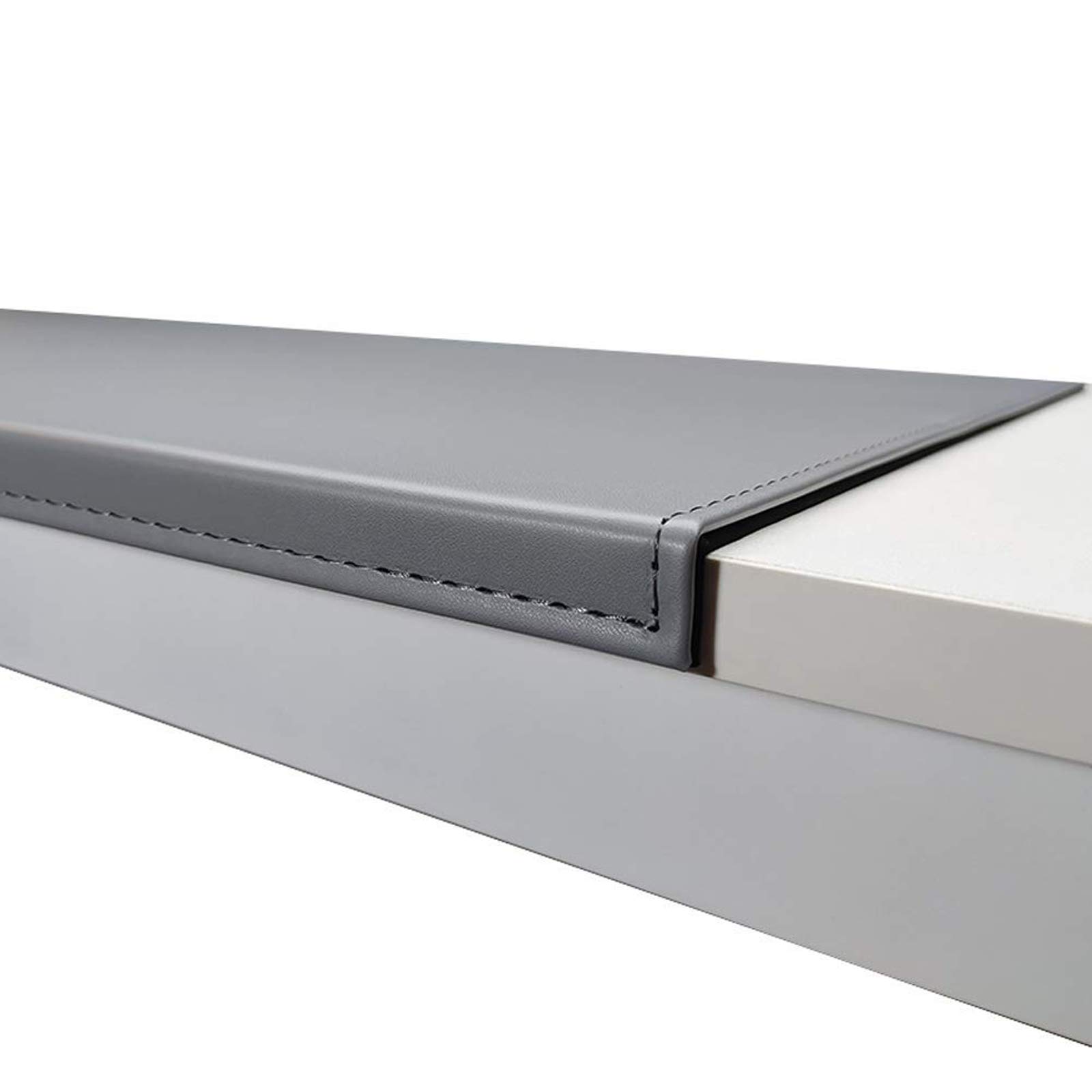 Grande tappetino da scrivania con protezione dei bordi, in morbida pelle di lusso, 90 x 40 cm, grigio – tappetino per mouse con blocco dei bordi, per tastiera del computer, PC e laptop, base