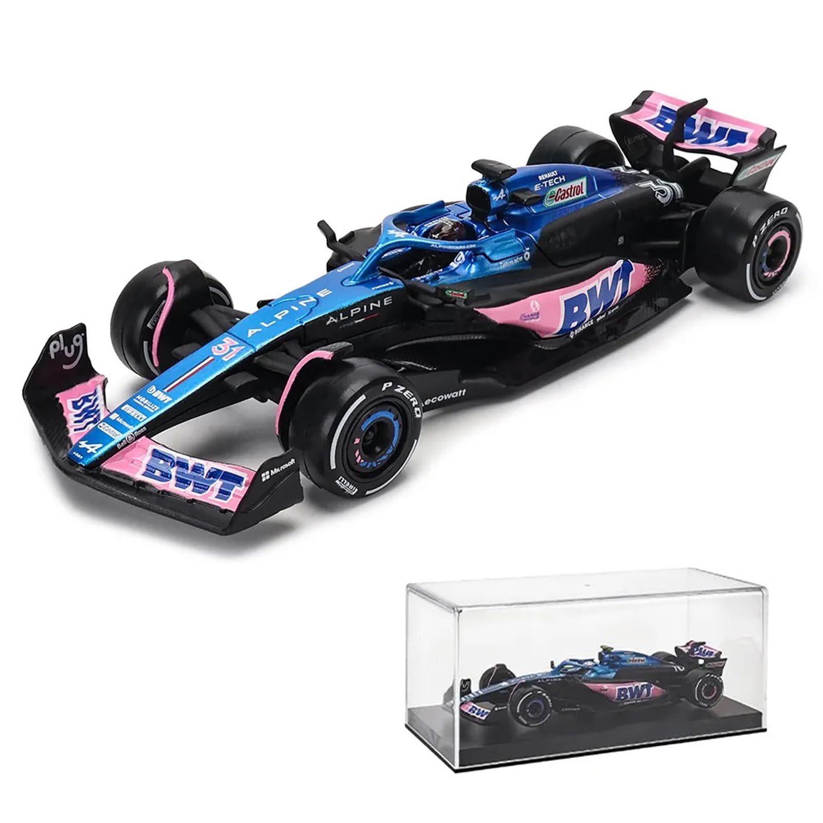 Xiangtat1:43 2023 BWT Alpine F1 Team A523 31# Esteban Ocon Alloy Car Die Cast Car Model Collection Gift (Alpine A523 31# W/Helmet)