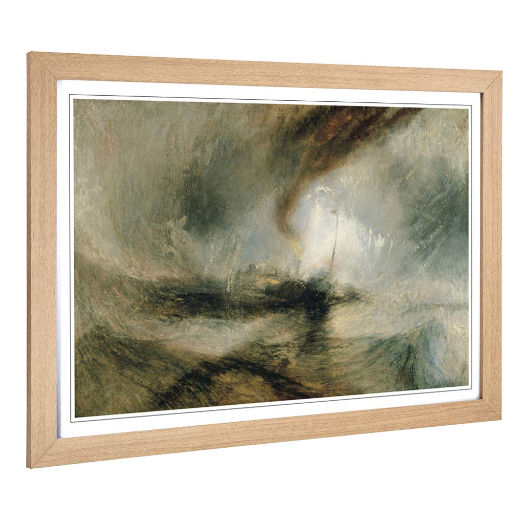 Big Box Art Framed Print of J.M.W (Joseph Mallord William Turner) Snow Storm Design | Wall Art Picture| Home Decor for Living Room, Bedroom, Office, Oak, A2 / 24.5x18 Inch / 62x45cm