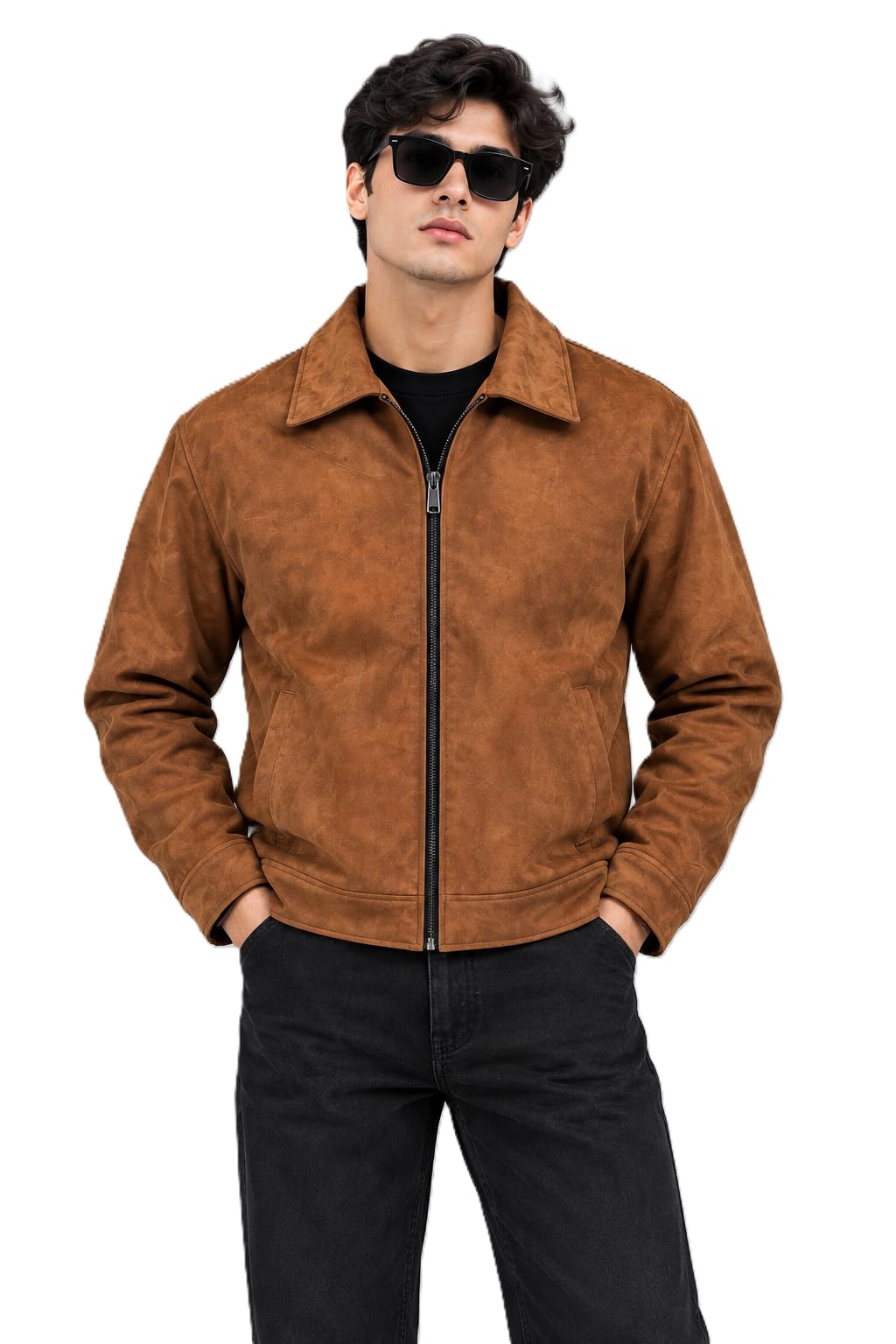 Generic Men's Tan Brown Suede Jacket - Image 1