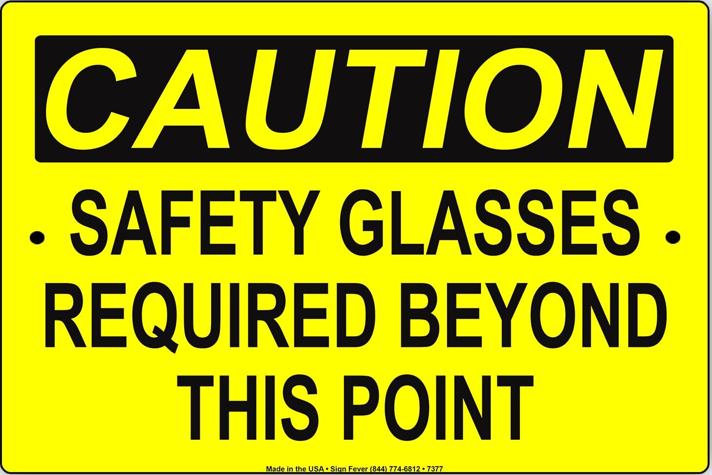 Caution Safety Glasses Required Wall Decor Novelty Notice Metal Sign