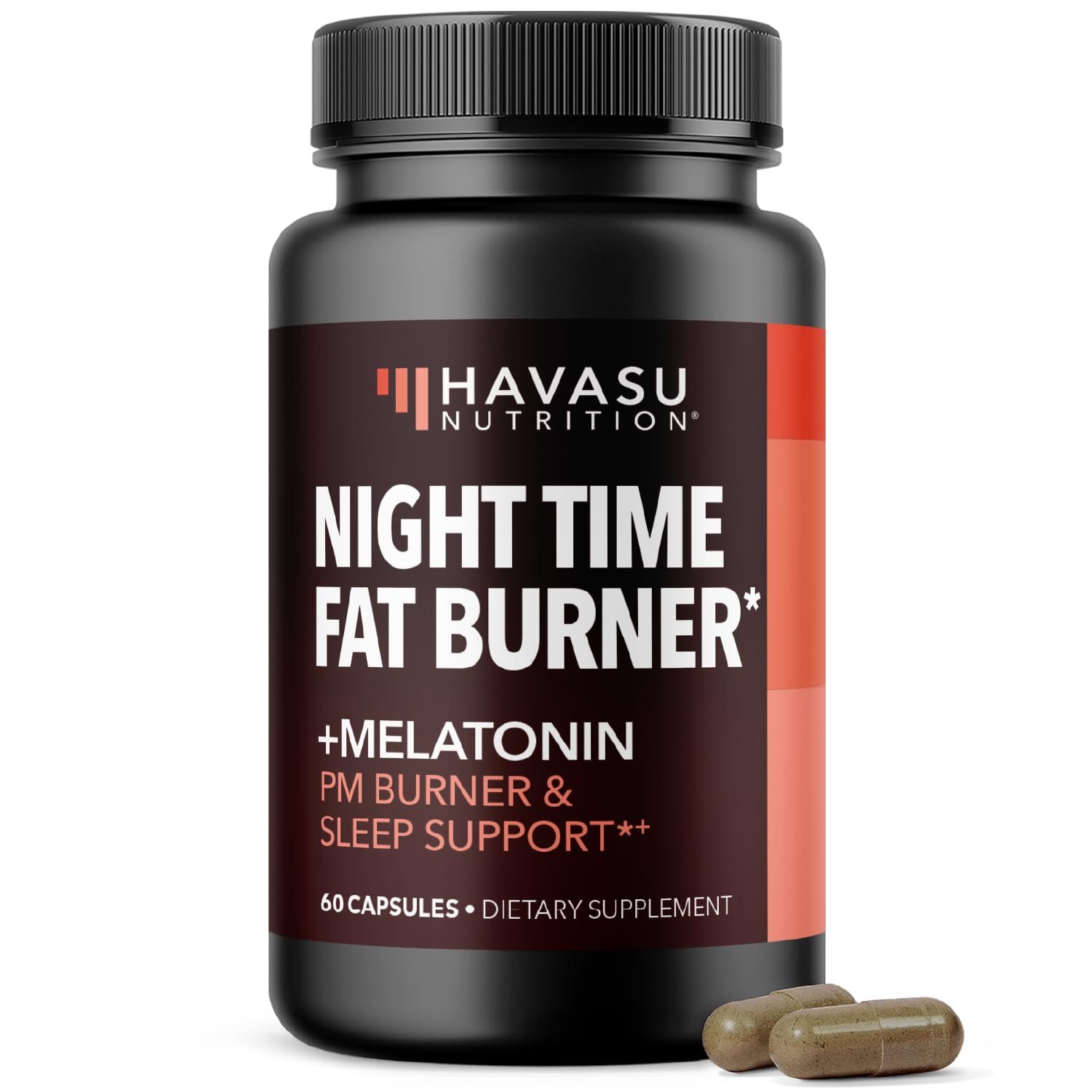 Night Time Fat Burner Capsules for Men and Women - Appetite Suppressant for Weight Loss with White Kidney Bean - 60 Count - Metabolism Booster with Melatonin for Sleep Support - 2-Month Supply