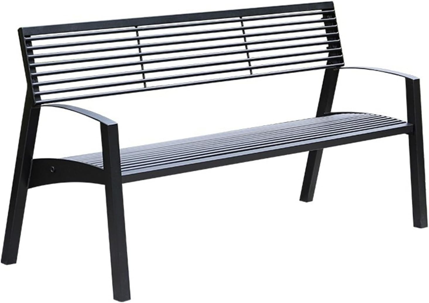 Garden Bench Outdoor Benches Park Chairs with Armrest, Durable Steel Frame Patio Bench with Round Tube Backrest and Seats, Modern Leisure Chairs Outdoor Furniture Outdoor Bench ( Size : 180x63x82CM )