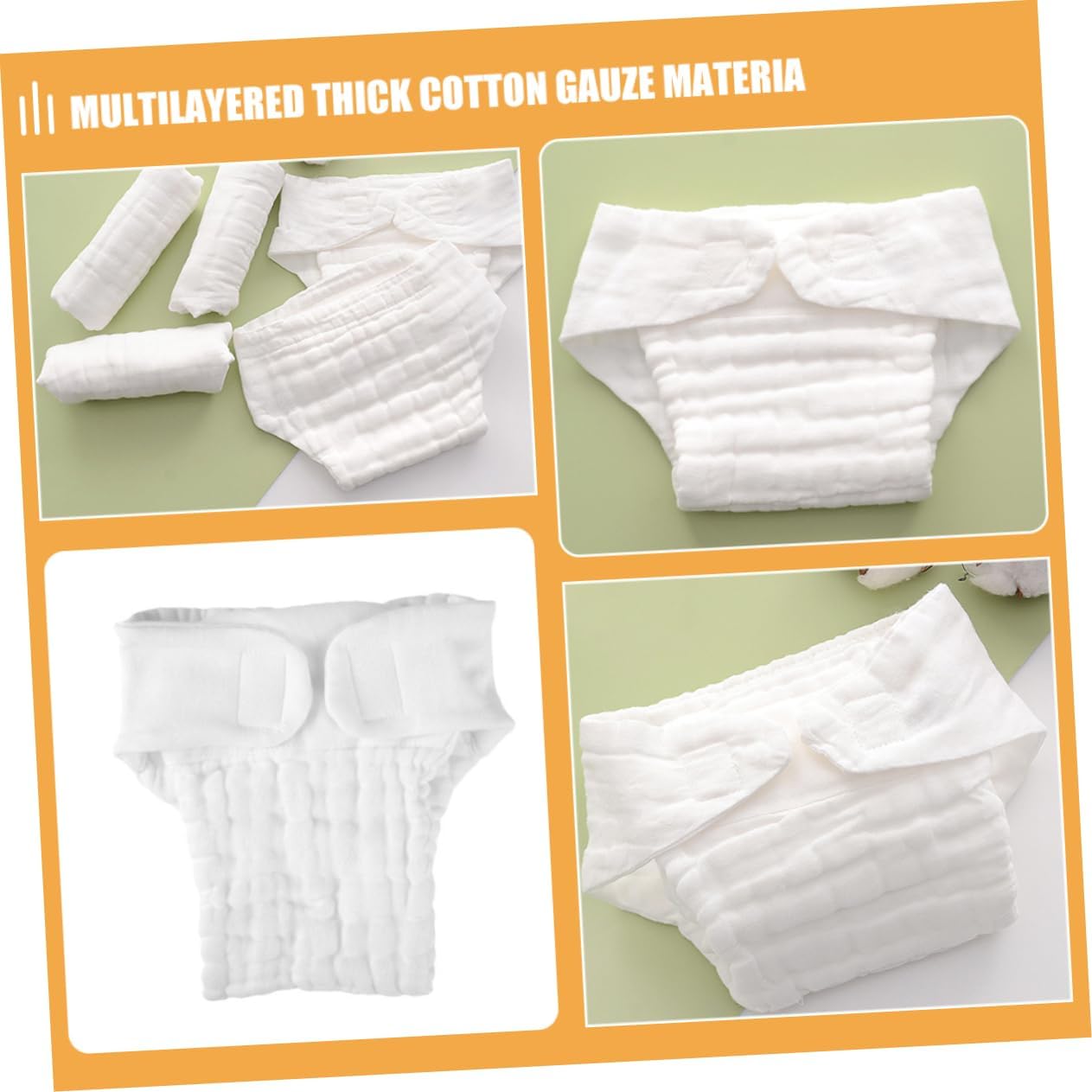 5pcs Reusable Nappy Pads for Soft Cotton Fiber Inserts Washable Cloth Diaper Liners High Absorbency Comfort White for Months