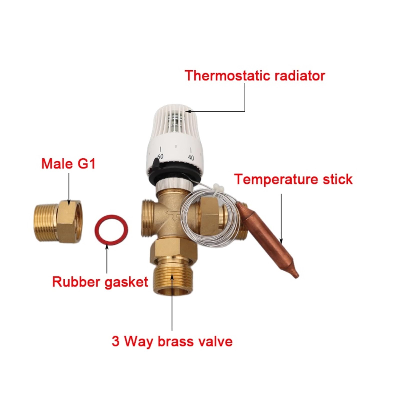 Sterowanie głowicą termostatyczną grzejnika do systemu ogrzewania podłogowego Termostatyczny zawór grzejnikowy M30*1,5 Pilot zdalnego sterowania Zawór mosiężny(Actuator and vavle)