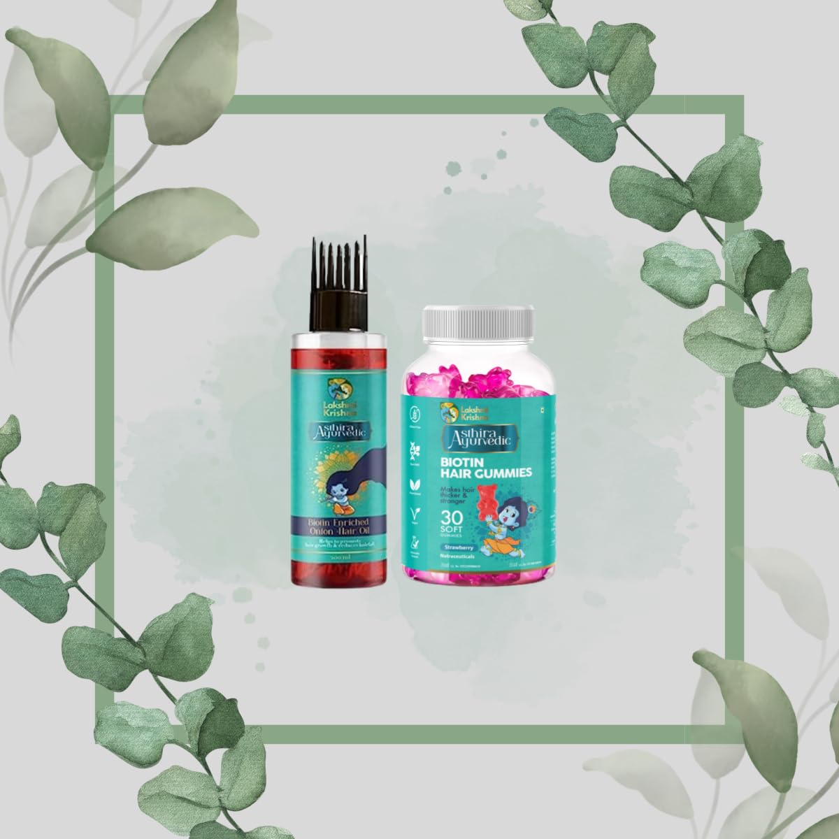 Lakshmi Krishna Natural Biotin Hair Growth Kit (onion oil-200ml, gummies-30Nos) ||Get Longer, Stronger Hair Optimal Results||-picture-20