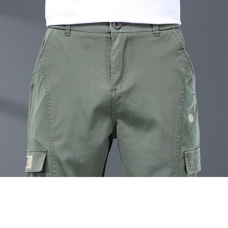 Pantalon décontracté fin homme style rétro vert polyvalent en 33W