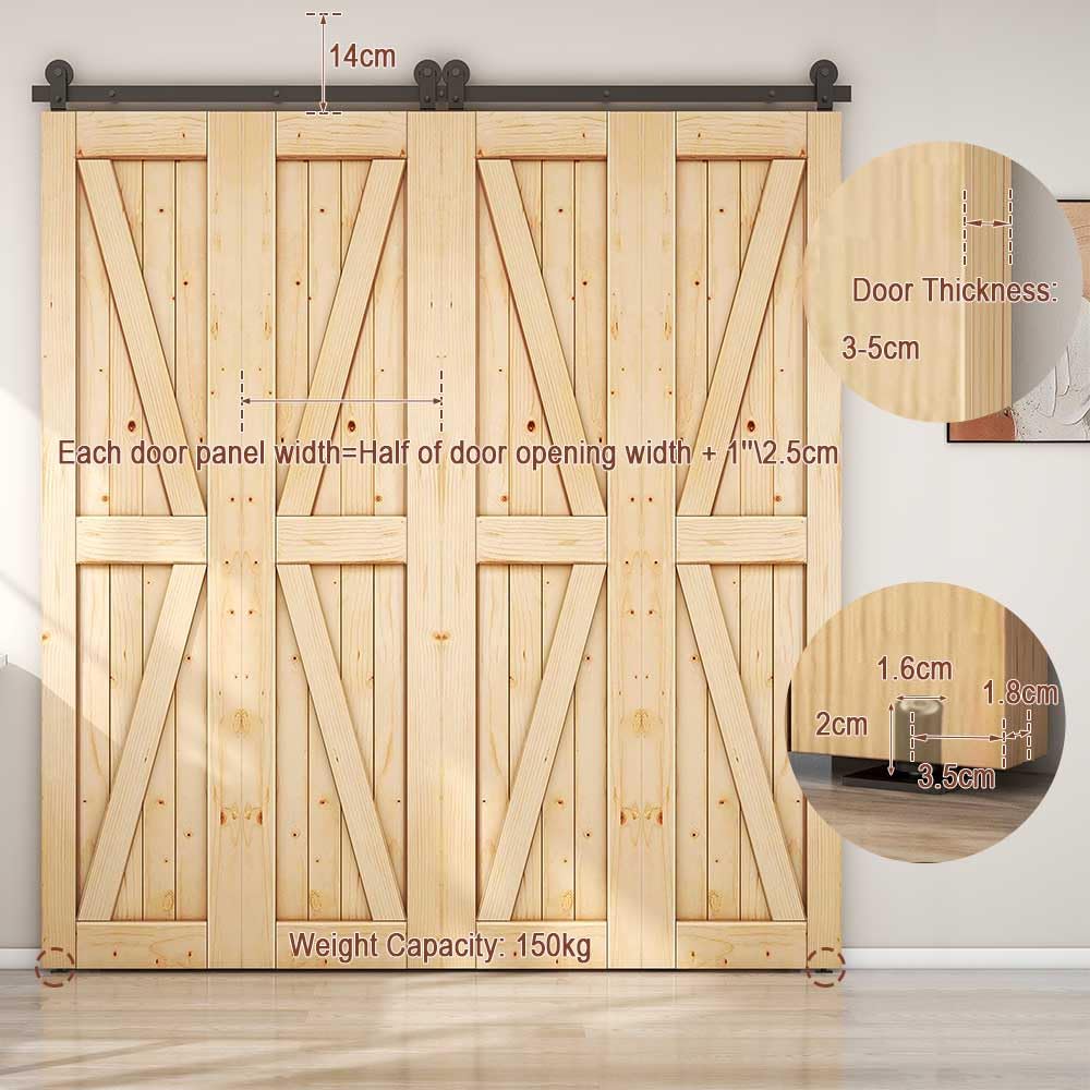 CCJH 6FT/183CM Plegables Herraje para Puerta Corredera Kit de Accesorios para Puertas Correderas de Graneros Estilo de libro T Shaped