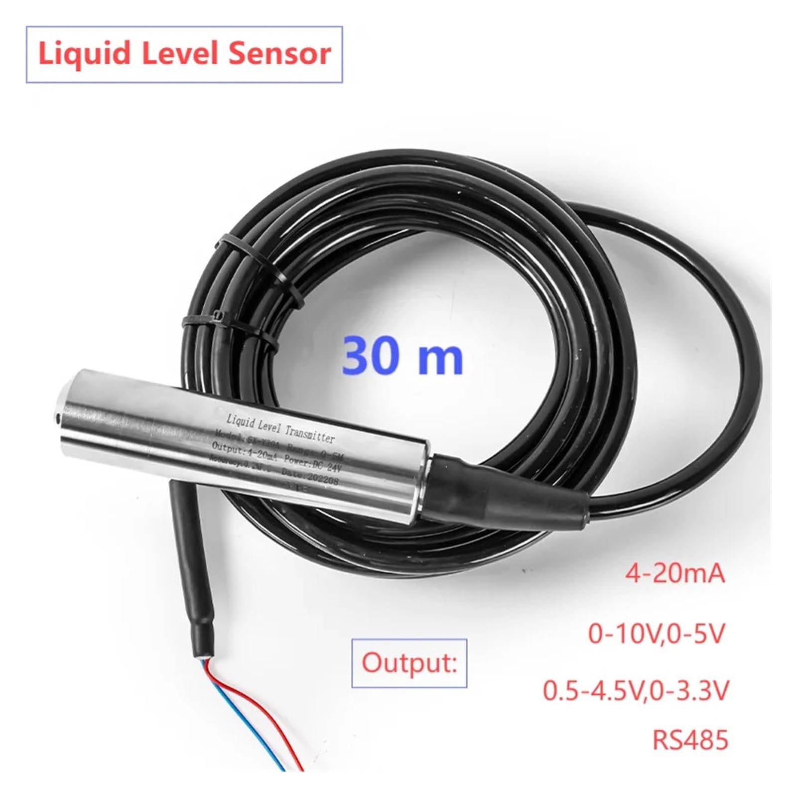 KACOME 30M Level Sensor Submersible Level Sensor 4-20mA 0-10V 0-5V Water Level Meter 0-3.3V 0.5-4.5V(0-3.3V,15m Range30m Cable)