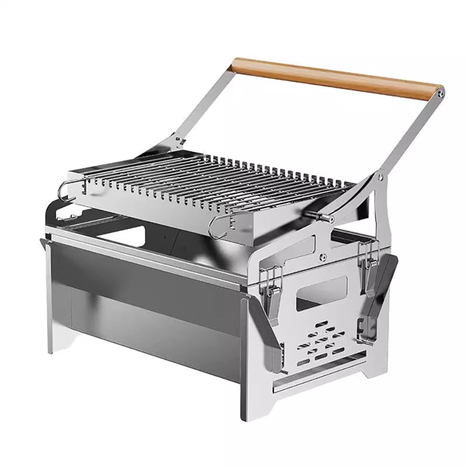 Barbecue Da Esterno, Griglia A Carbone Rotante A 360° Con Cestello Ribaltabile, Acciaio Inossidabile, Griglia Barbecue Portatile Staccabile, Per Campeggio Cortile Picnic Giardino Vacanze Feste Cucina