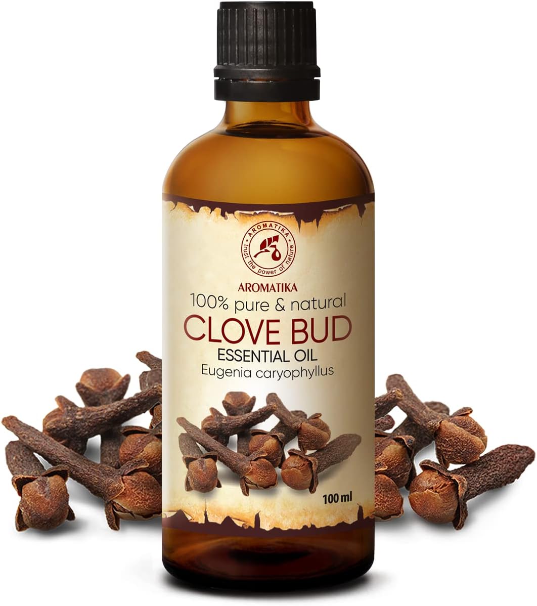 Aromatika Clove Bud Essential Oil - 3.4 Fl Oz (100ml) - Eugenia Caryophyllus - Aromatherapy - Home Fragrance - Pure Clove Oils for Skin & Hair Care - Diffusers - Relaxation