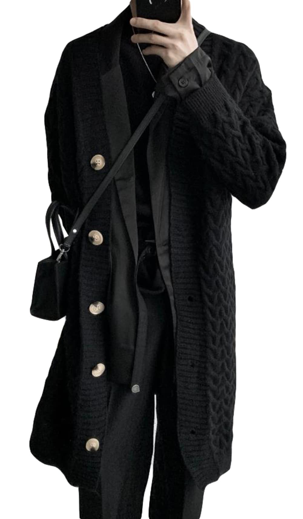 Amazon.co.jp: ロングカーディガン メンズ ニット ジャケット ケーブル 