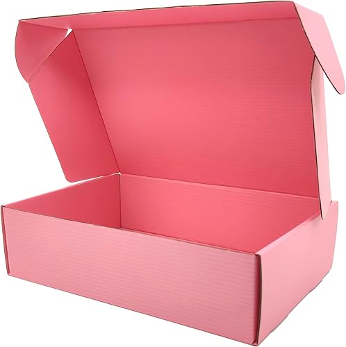Cajas de envío rosadas para pequeñas empresas, paquete de 20 cajas de cartón corrugado de 12 x 8 x 3 pulgadas para envío, embalaje, regalos de