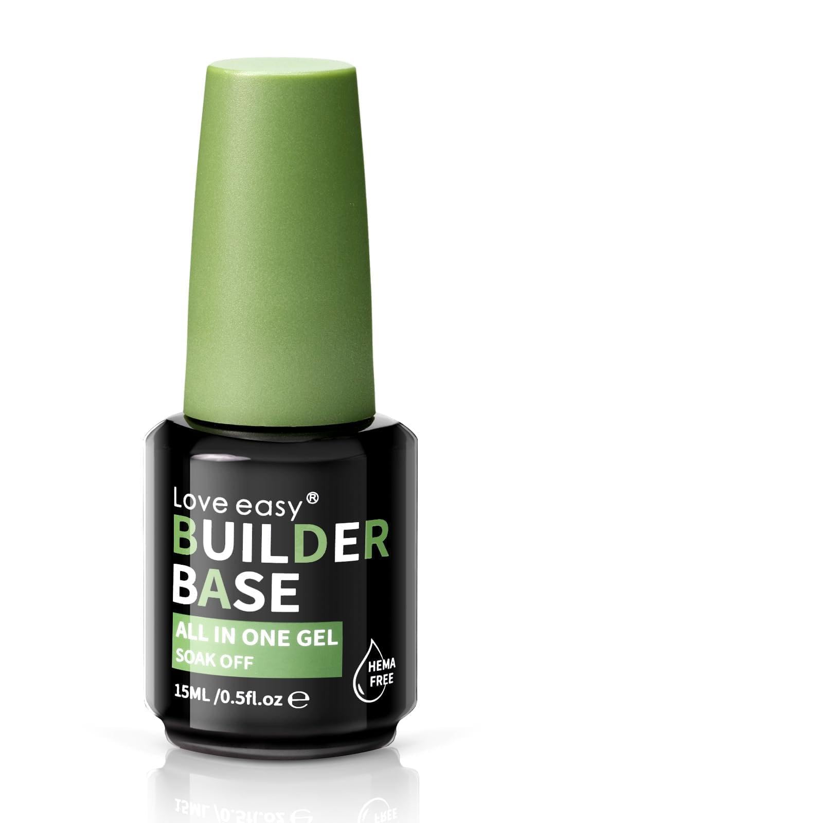 Love easy 6-in-1 Builder Gel for Nails, Brush on Crystal Clear Base Coat Soft Gel Polish Strengthening Building Apex Extension Thickening Enhancement for Home DIY Beginner Salon Manicure(U V Curing)