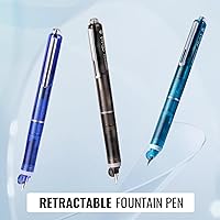 Vista 7 de WRITECH Clictek Pluma estilográfica retráctil: tinta azul, plumín mediano, barril transparente, set de regalo incluye 5 cartuchos de tinta para una