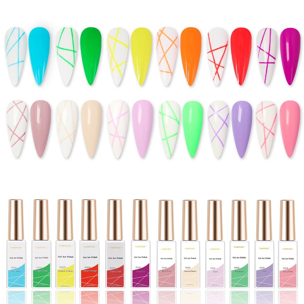 VARNAIL Reflective Gel Polish - 6 Colors, Swirl Nails, Built-in Nail Art Brush, Soak Off