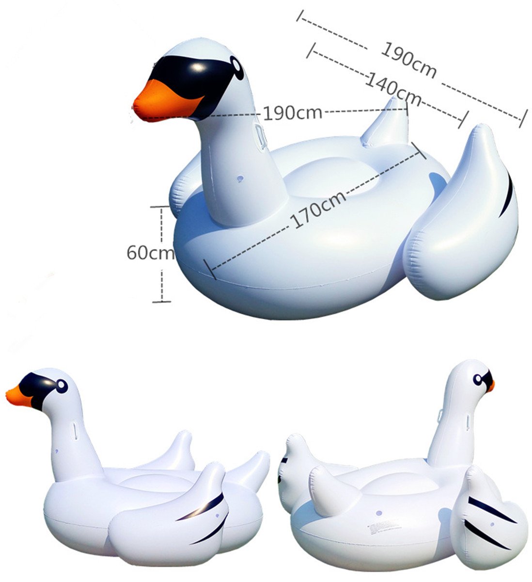 Gonfiabile Gigante Salvagente Piscina Giocattolo Estivo Gonfiabile Bocca piatta cigno bianco
