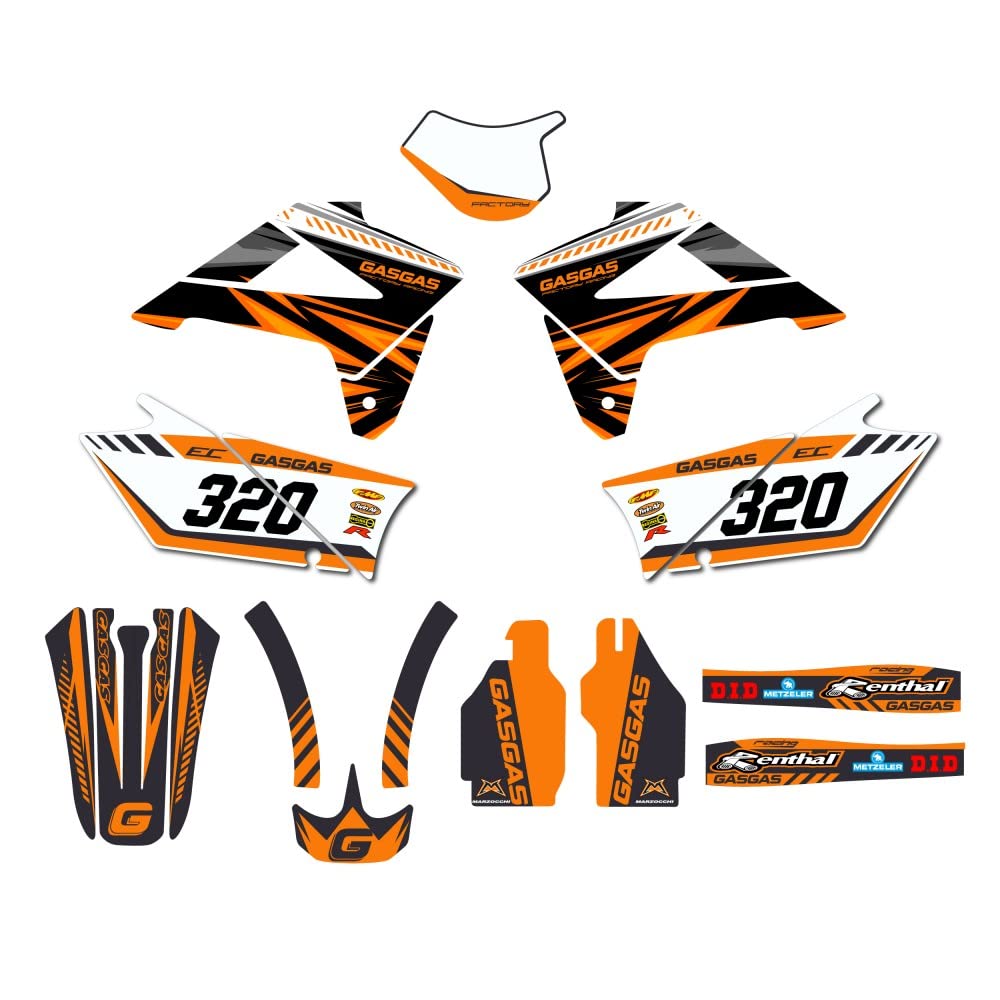 Kit autocollants enduro Gas-Gas EC 07-09 orange pour rénover les plastiques
